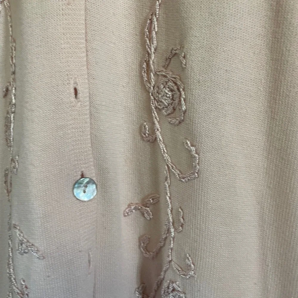 Worthington‎ Women's Pink Floral Embroidered Button Down Cardigan Sweater L